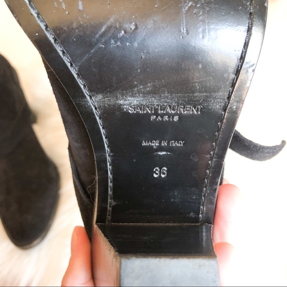 Saint Laurent Paris Single Buckle Suede Booties - Picture 9 of 11